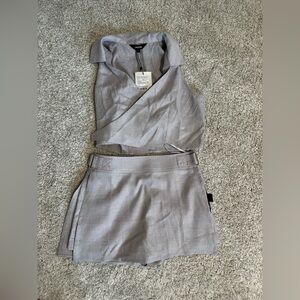 Stylish Gray Women's Vest and Shorts Set